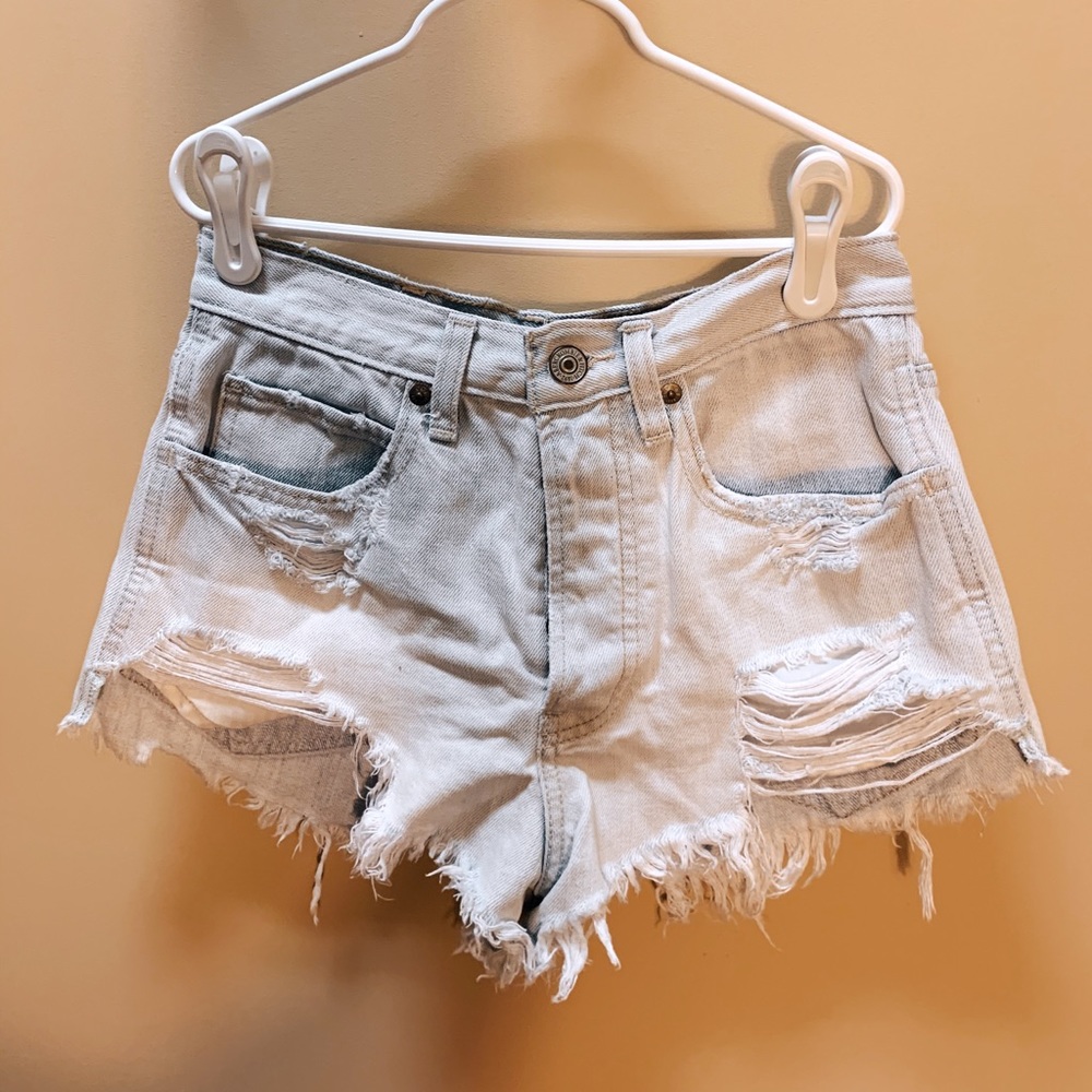 Ripped jean shorts